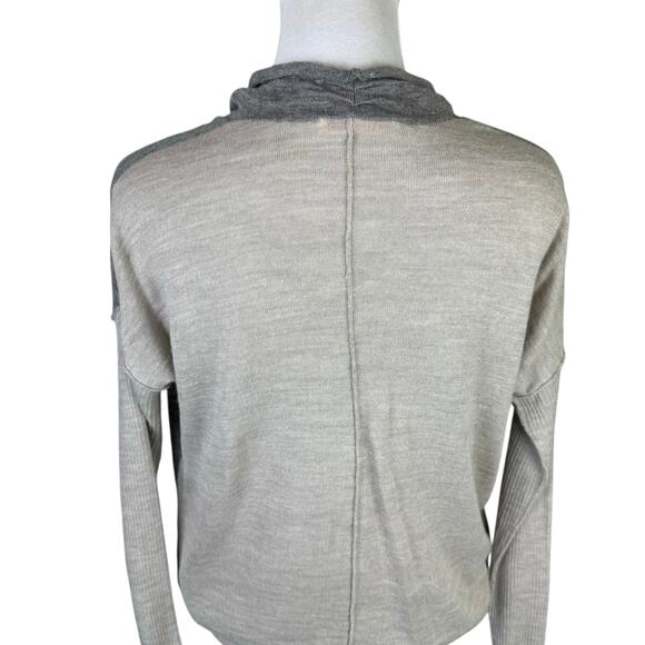 Rebecca Taylor Two Tone Gray Alpaca Wool Blend Cowl Neck Long Sleeve Sweater - Picture 6 of 12